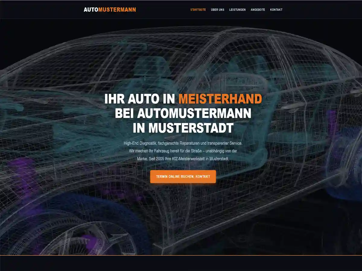Website-Vorlage für KFZ-Werkstatt – moderne Autowerkstatt Homepage
