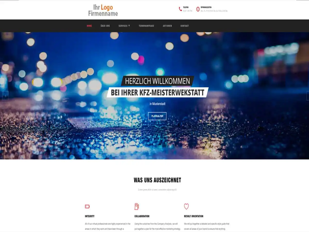 Website-Vorlage für KFZ-Werkstatt
