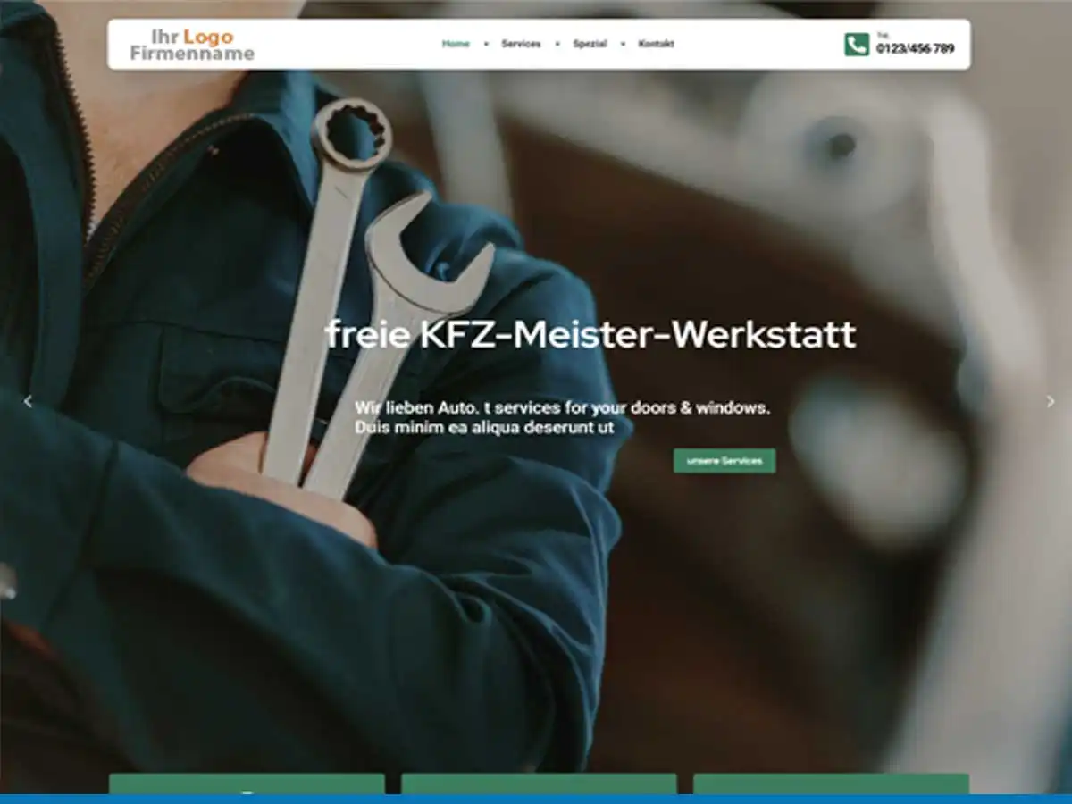 Moderne Website-Vorlage für KFZ-Werkstatt mit WordPress